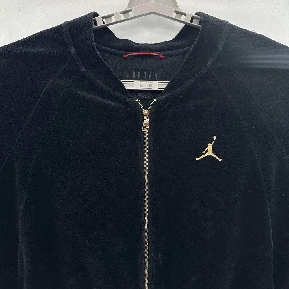 Nike Air Jordan Track Jacket Mens XXXL 3XL Black Jumpman Velour ZipUp AH2357-010